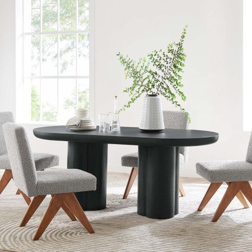 Oval Black Concrete 40" Dining Table 